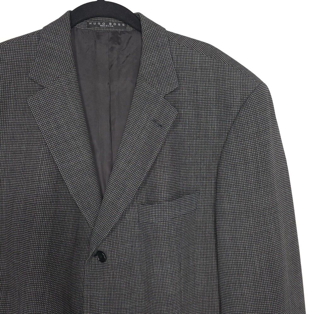 HUGO BOSS Vintage Sport Coat Blazer 44L USA MADE EINSTEIN Virgin Wool UNION MADE